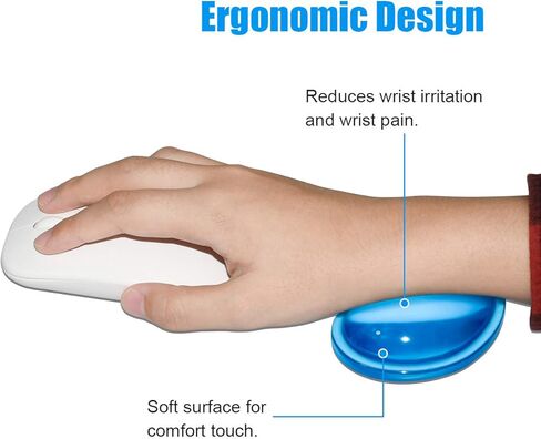 JIKIOU Silicone Gel Wrist Rest Cushion Heart-Shaped Translucence Ergonomic Mouse Pad Cool Hand Pillow Effectively Reduce Wrist Fatigue Pain, Blue 2 Pack in Kuwait