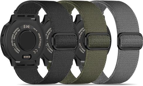 Bolesi 3 Pack Stretchy Nylon Watch Bands Compatible with Garmin Instinct 2/3 45mm/1 Solar,22mm Soft Breathable Adjustable Sports Strap for Instinct 2 Surf/Tactical/Esports/Tide Accessory in Saudi Arabia