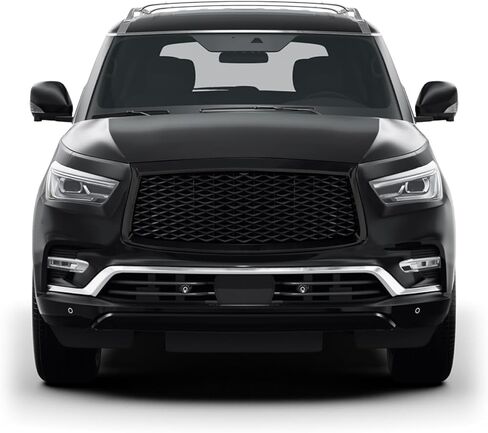 SlickMod Chrome Delete Blackout Vinyl Overlay for 2018-2024 Infiniti QX80 Grill Trim (Gloss Black, 2. Bumper Lip Trim) in Kuwait