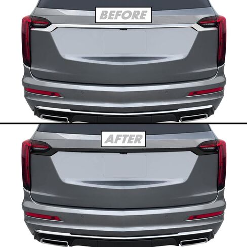 SlickMod Chrome حذف تراكب الفينيل المعتم لسيارة 2020-2023 كاديلاك XT6 زخرفة الناشر الخلفي (أسود لامع، 3. زخرفة الناشر) in Kuwait