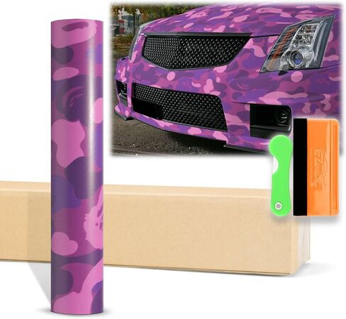 12"x60" (1FTx5FT) Camouflage Ape Purple Pattern Matte Vinyl Wrap Auto Car Sticker Decal Film Sheet Bubble Free Air Release Technology with Tool Kit in Kuwait