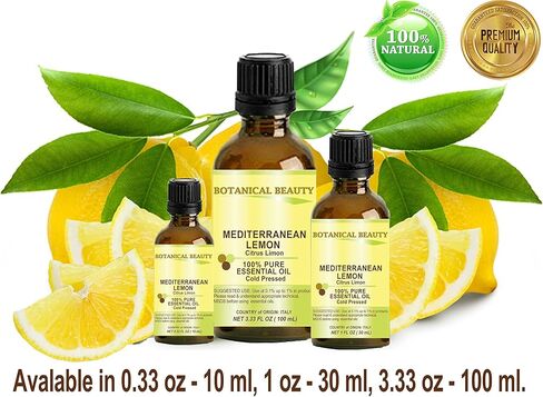 Lemon (Mediterranean) Essential Oil. 100% Pure Therapeutic Grade, Premium Quality, Undiluted. 0.33 Fl.oz.- 10 ml. in Saudi Arabia