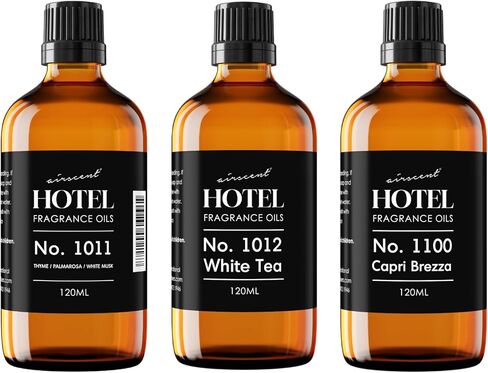 AirScent Hotel Diffuser Oil Beach Escape 3-Pack Gift Set - 120 mL Fragrance Oil Bottles for Ultrasonic and Waterless Diffusers and Crafting - Beach Villas, Capri Brezza & The White Tea Hotel Scent in Kuwait