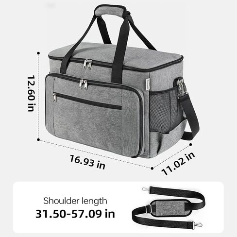 Sewing Machine Carrying Case with Removable Padding Pad, Portable Sewing Machine Bag with Shoulder Strap for Most Standard Size Singer,Brother,Janome and Sewing Accessories, Grey in Saudi Arabia
