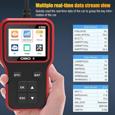 Car OBD2 Scanner, Automotive Diagnostic Tool Engine Fault Code Reader, Scan Tool for Check Engine Light, Read & Clear Error Code, Suitable for Most OBD II Protocol Vehicles Since 1996 in Kuwait