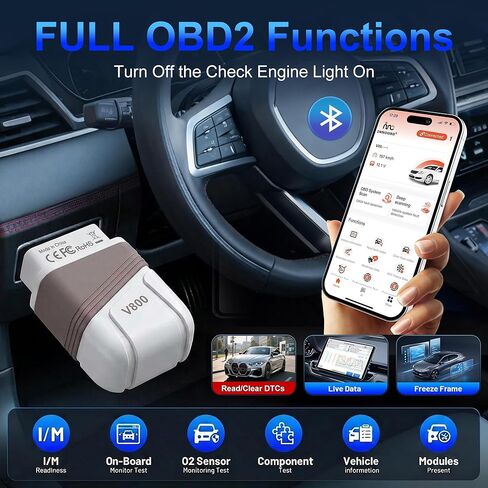 OBD2 Scanner Bluetooth, Engine AT ABS SRS Diagnostic Tool for iOS Android, Private Protocol Automotive Diagnostic Tool, Car Code Analysis Repair Advice with Free App in Saudi Arabia
