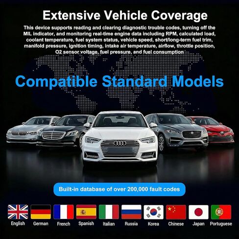 OBD2 Scanner Bluetooth, Engine AT ABS SRS Diagnostic Tool for iOS Android, Private Protocol Automotive Diagnostic Tool, Car Code Analysis Repair Advice with Free App in Saudi Arabia