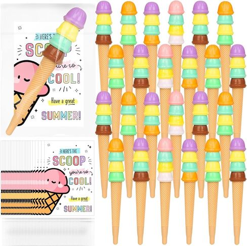 24 Sets End of Year Student Gits from Teacher Incudes Ice Cream Party Favors Ice Cream Pen Cute Cartoon Novely Gel Pen for Students School Classroom Prizes Last Day of School Gift Set in Kuwait