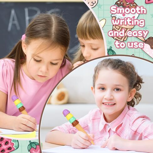 24 Sets End of Year Student Gits from Teacher Incudes Ice Cream Party Favors Ice Cream Pen Cute Cartoon Novely Gel Pen for Students School Classroom Prizes Last Day of School Gift Set in Kuwait