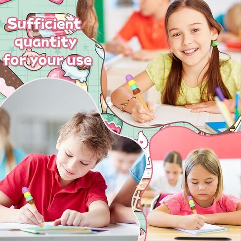 24 Sets End of Year Student Gits from Teacher Incudes Ice Cream Party Favors Ice Cream Pen Cute Cartoon Novely Gel Pen for Students School Classroom Prizes Last Day of School Gift Set in Kuwait
