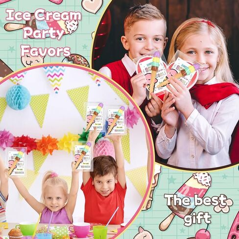 24 Sets End of Year Student Gits from Teacher Incudes Ice Cream Party Favors Ice Cream Pen Cute Cartoon Novely Gel Pen for Students School Classroom Prizes Last Day of School Gift Set in Kuwait