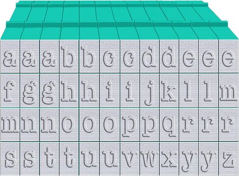 PEGZ® V2 Alphabet Stamps Clickable - Connectable American Typewriter Font (48 Lowercase, 2 Blanks, 50 pc Medium Size) in Saudi Arabia