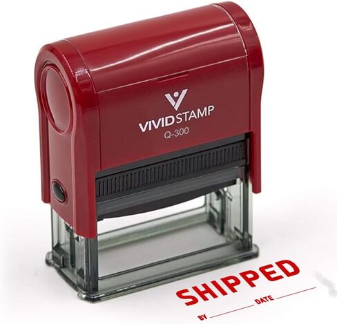 Shipped By Date Self Inking Rubber Stamp (Red Ink) - Large in Kuwait
