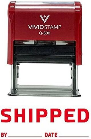 Shipped By Date Self Inking Rubber Stamp (Red Ink) - Large in Kuwait