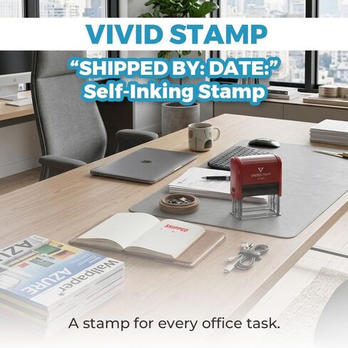 Shipped By Date Self Inking Rubber Stamp (Red Ink) - Large in Kuwait
