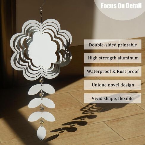 4Pack 8inch Sublimation Wind Spinner Blanks 3D Aluminum Metal Wind Sculpture Kinetic Spinners for Yard and Garden Indoor Art Ornaments Hanging Decoration (Leaf Branch Flower) in Saudi Arabia