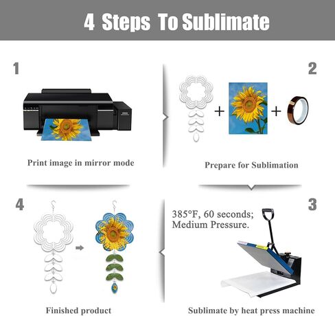 4Pack 8inch Sublimation Wind Spinner Blanks 3D Aluminum Metal Wind Sculpture Kinetic Spinners for Yard and Garden Indoor Art Ornaments Hanging Decoration (Leaf Branch Flower) in Saudi Arabia