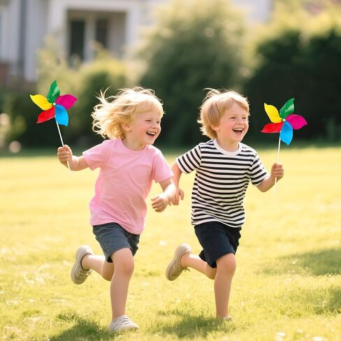NOVWANG 50 حزمة من دواليب قوس قزح، هدايا حفلات الأطفال، دوارات الرياح الزهرية، الحرف اليدوية لطاحونة الهواء DIY، ديكورات خارجية ملونة لمهرجانات أعياد الميلاد للحديقة والحديقة والفناء والتخييم والمنتزه in Kuwait
