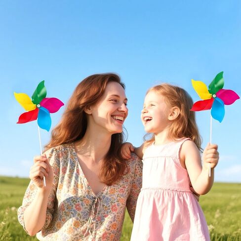 NOVWANG 50 حزمة من دواليب قوس قزح، هدايا حفلات الأطفال، دوارات الرياح الزهرية، الحرف اليدوية لطاحونة الهواء DIY، ديكورات خارجية ملونة لمهرجانات أعياد الميلاد للحديقة والحديقة والفناء والتخييم والمنتزه in Kuwait