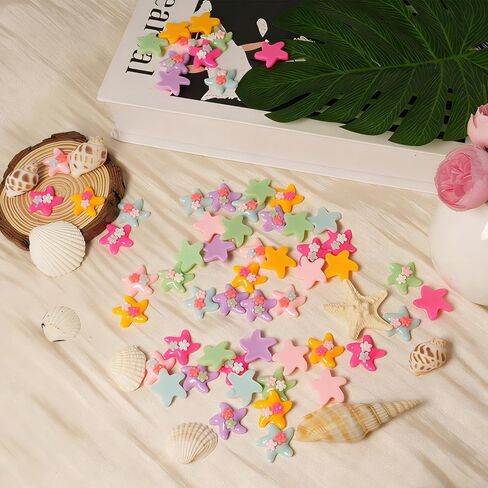 60 PCS Starfish Starfish Decor for Crafts Resin Flatback Embellishments DIY Accessories for Jewelry Making Scrapbooking Phone Case Decorations in Saudi Arabia