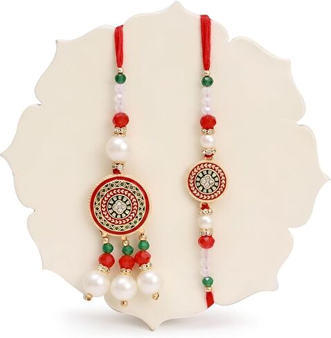 TIED RIBBONS Rakhi for Brother and Bhabhi | Rakhi Set for Bhai Bhabhi Rakhi | Mini Greeting Card | Roli Tikka - Raksha bandhan | Lumba Rakhi for Bhabhi Rakhi for Bhaiya Bhabhi with Gift in Saudi Arabia