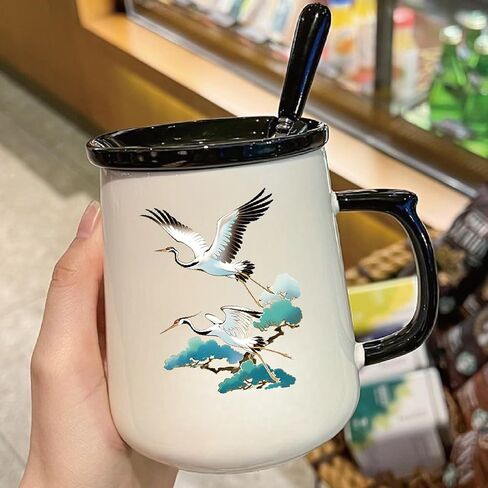 9 Beautiful Crane UV DTF Transfer Stickers, Waterproof, Scratch Resistant, self-Adhesive, Suitable for Decorating Ceramic Cups, Glass Cups, Metal Cups, DIY Decoration of Various Items in Saudi Arabia