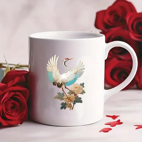 9 Beautiful Crane UV DTF Transfer Stickers, Waterproof, Scratch Resistant, self-Adhesive, Suitable for Decorating Ceramic Cups, Glass Cups, Metal Cups, DIY Decoration of Various Items in Saudi Arabia