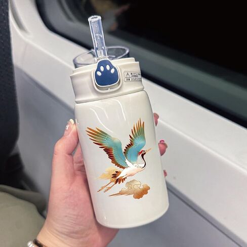 9 Beautiful Crane UV DTF Transfer Stickers, Waterproof, Scratch Resistant, self-Adhesive, Suitable for Decorating Ceramic Cups, Glass Cups, Metal Cups, DIY Decoration of Various Items in Saudi Arabia