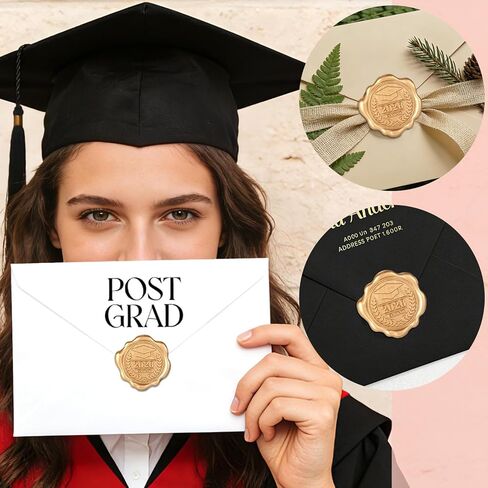 50pcs Graduation Wax Seal Stickers, Gold 3D Embossed Self-Adhesive 2026 Graduation Cap Envelope Stamp Seal Sealer for DIY Greeting Cards Invitation Cards Diplomas Decor in Kuwait