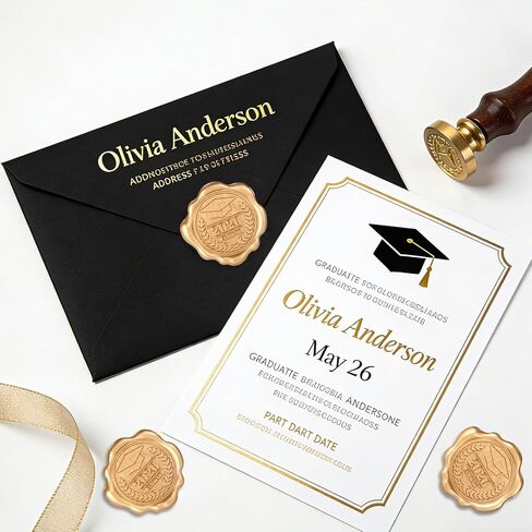 50pcs Graduation Wax Seal Stickers, Gold 3D Embossed Self-Adhesive 2026 Graduation Cap Envelope Stamp Seal Sealer for DIY Greeting Cards Invitation Cards Diplomas Decor in Kuwait