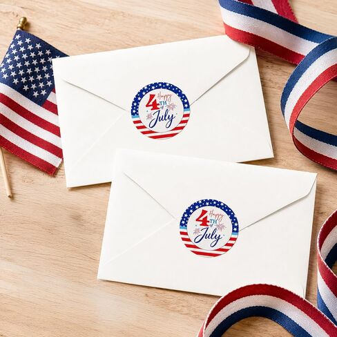 Alynta 4th of July Stickers 2 Inch Happy 4th of July Stickers 60Pcs Large Round Self-Adhesive American Flag Sticker Patriotic Sticker for Envelope Seals Cards Gift Wrapping (Independence Day) in Saudi Arabia