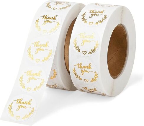 Pink and Gold Stamped Text Thank You Stickers 1000 PCS for Baking Envelope Seals Small Business Wedding Gift Parties Weddings Birthdays Gift Labels Stickers Roll in Saudi Arabia