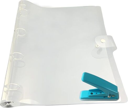Soft Clear PVC A4 4 Ring Refillable Loose Leaf Notbook Binder Cover with Hole Punch All-in-one for Photo Album, Workong Note, Life Record, Game Card Collect… (Clear) in Kuwait