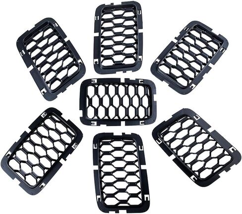 7pcs Black Mesh Grille Chrome Moulding Trim Grille Grill Cover Trim Insert Kit Compatible with 2014 2015 2016 2017 2018 Jeep Cherokee 4-Door in Saudi Arabia