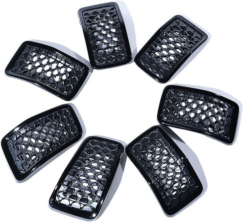 7pcs Black Mesh Grille Chrome Moulding Trim Grille Grill Cover Trim Insert Kit Compatible with 2014 2015 2016 2017 2018 Jeep Cherokee 4-Door in Saudi Arabia