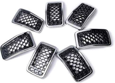 7pcs Black Mesh Grille Chrome Moulding Trim Grille Grill Cover Trim Insert Kit Compatible with 2014 2015 2016 2017 2018 Jeep Cherokee 4-Door in Saudi Arabia