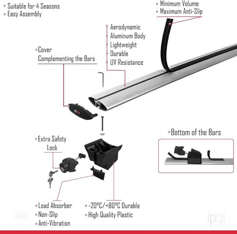 Compatible with Lincoln Nautilus 2019-2023 HOOK Model Car Roof Rack Cross Bar Grey Aluminium 2 Bars in Saudi Arabia