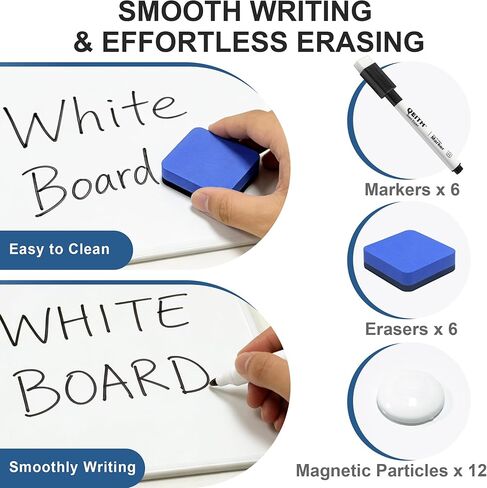 Dry Erase Boards, 6 Pack 9 x 12 Inch Magnetic Double Sided Portable Personal Small Whiteboards, Include 6 Markers, 6 Erasers, 12 Magnets for Kids, Students, Teachers Classroom School Supplies in Saudi Arabia