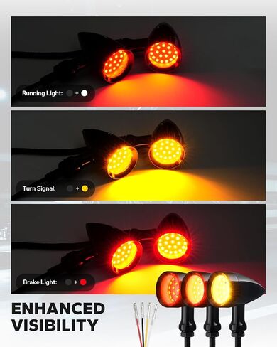 Amazicha Motorcycle Turn Signals 24 LEDs, Rear Turn Signals LED, Red Yellow Beam SMD Blinker Lights with 8mm Mounting Holes Fit for Harley Dyna Yamaha Honda Suzuki Kawasaki in Kuwait