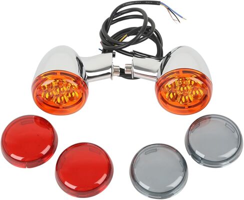 TCT-MOTORPARTS Rear Amber Turn Signals Lights Chrome Bracket Fit for Harley Sportster XL883 XL1200 Super Low XL883L1992-2019 Custom XL883C XLH883 in Kuwait