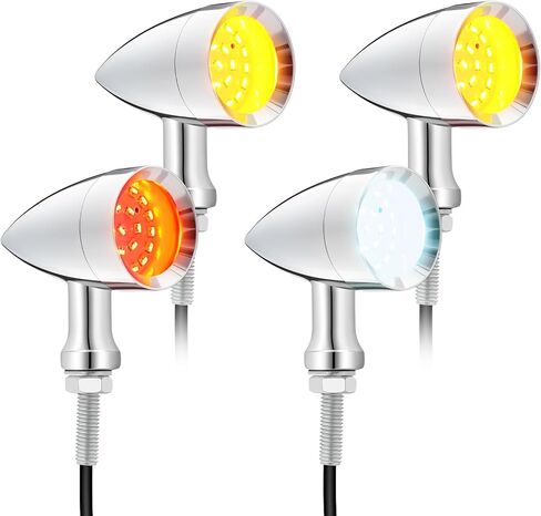 Amazicha Motorcycle Front Rear Turn Signal, LED Turn Signals Compatible with Kawasaki Suzuki Yamaha Honda Harley Black 4pcs in Kuwait