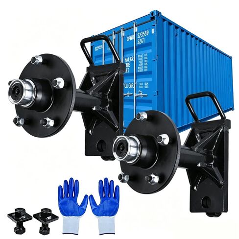 2 Pack Shipping Container Wheels 5-Lug Wheels Kit Shipping Container Accessories Hold 8800Lbs Heavy-Duty Shipping Container Axles with Heavy Duty Ratchet Tie Down-Moves 20ft - 40ft, Shipping Container in Kuwait