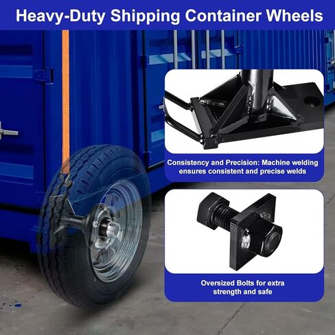 2 Pack Shipping Container Wheels 5-Lug Wheels Kit Shipping Container Accessories Hold 8800Lbs Heavy-Duty Shipping Container Axles with Heavy Duty Ratchet Tie Down-Moves 20ft - 40ft, Shipping Container in Kuwait