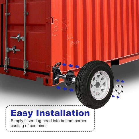 2 Pack Shipping Container Wheels 5-Lug Wheels Kit Shipping Container Accessories Hold 8800Lbs Heavy-Duty Shipping Container Axles with Heavy Duty Ratchet Tie Down-Moves 20ft - 40ft, Shipping Container in Kuwait