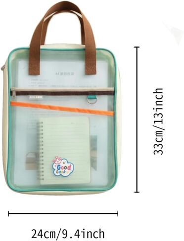 Two-Tone Mesh Zipper Tote Bag, A4 Clear Nylon Document Organizer with Handle, L-Shaped Opening Large Capacity Foldable File Pouch for Office, Business & Travel in Kuwait
