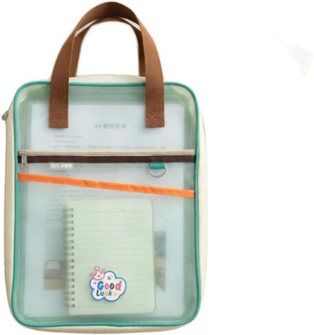 حقيبة حمل بسحاب شبكي بلونين، منظم مستندات من النايلون الشفاف مقاس A4 مع مقبض، فتحة على شكل حرف L ذات سعة كبيرة وحقيبة ملفات قابلة للطي للمكتب والعمل والسفر in Saudi Arabia