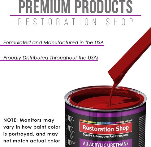 Restoration Shop - Torch Red Acrylic Urethane Auto Paint - Complete Gallon Paint Kit - Professional Single Stage High Gloss Automotive, Car, Truck Coating, 4:1 Mix Ratio, 2.8 VOC in Kuwait