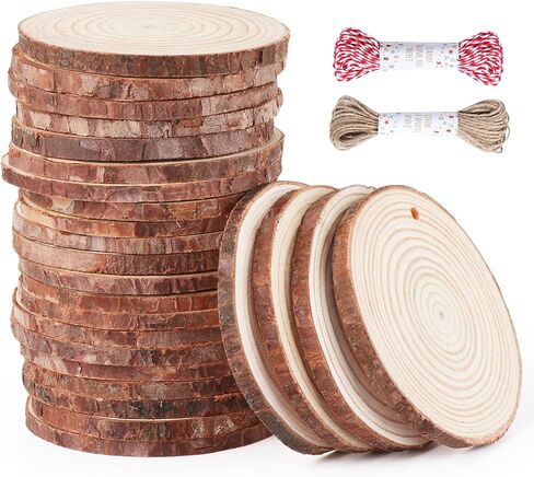 30 Pcs Wood Slices for Crafts, 3.1''-3.5'' Unfinished Wood Circles for Crafts, Wooden Crafts for Wooden Coasters, Placemats, Candle Base, Pyrography, Arts Painting Ornaments Party Wall Home in Saudi Arabia