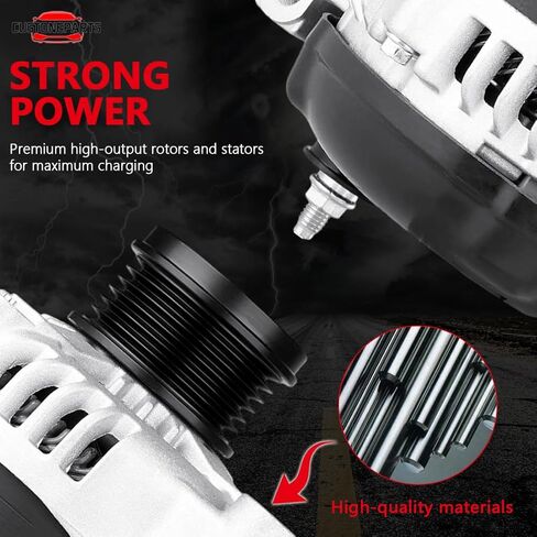 130A Alternator with 7-Groove Pulley (Square Plug) FIT 2008-2012 Honda Accord, 2009-2014 Acura TSX 2.4L L4, 12V DC Replaces 31100-R40-A01 11390N (Non-V6 Models) - 1 Pack in Kuwait