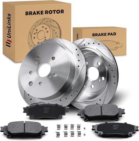 Front & Rear Drilled and Slotted Disc Brake Rotors & Ceramic Brake Pads Kit Fit for Dodge 2011-2020 Durango V6 3.6L; for Jeep 2011-2018 Grand Cherokee #53062 D1455 53061 D1498 in Saudi Arabia